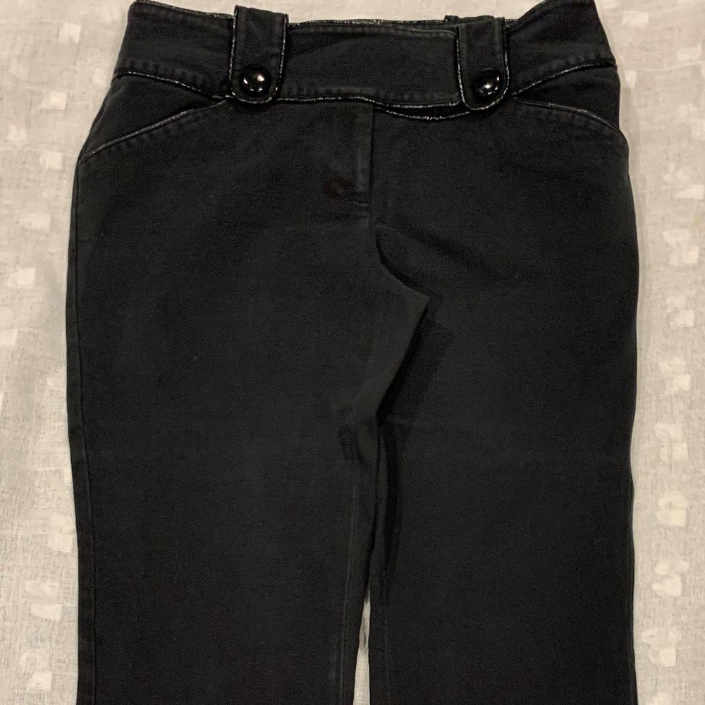 INC ladies black & patent leather jeans